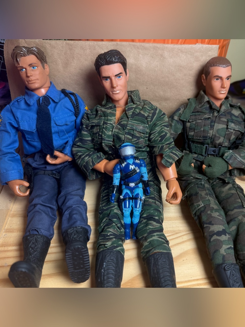 1986 GI Joe Motor Viper A Real American Hero and three Power Team action figures